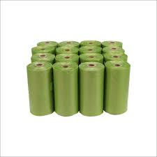 Rolls of green dog poop bags