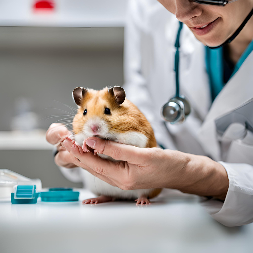 Veterinarian checking a small animal's health.