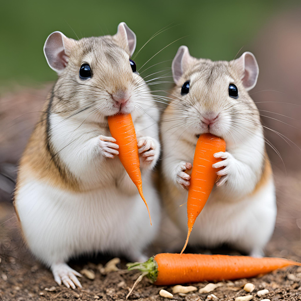 Hamsters eating a snack.