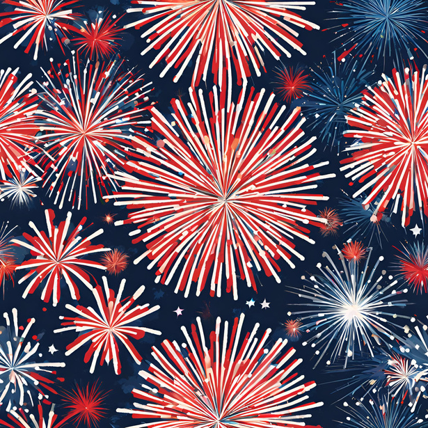 Red, white and blue fireworks